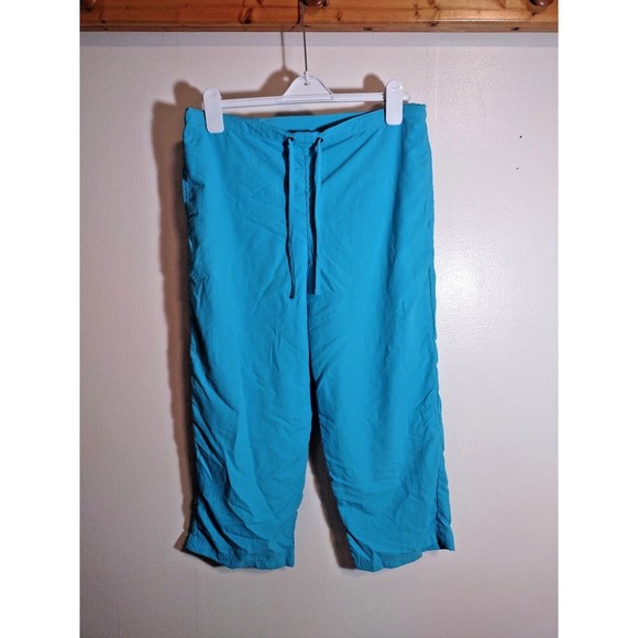 LL Bean Women's M Blue Nylon Capri Drawstring Pants Designer Performance Pull On - Picture 1 of 6